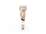 Princess Cut Bypass Solitaire Engagement Ring Setting | Pavé and Plain Strands | Rose Gold