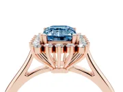 Emerald Cut Starburst Halo Engagement Ring Setting for a Fancy Blue Lab-Grown Diamond | Rose Gold