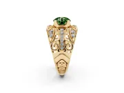 Round Art Deco Graduated Engagement Ring Setting for a Fancy Green Lab-Grown Diamond | Yellow Gold
