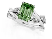 Emerald Cut Twisted Vine Engagement Ring Setting for a Fancy Green Lab-Grown Diamond | Platinum