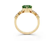 Heart-Shaped Accented Engagement Ring Setting for a Fancy Green Lab-Grown Diamond | Yellow Gold