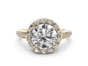 Round Floral Halo Engagement Ring Setting | Large Round Accents | Yellow Gold
