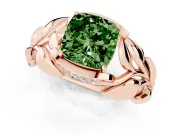 Cushion Cut Leaf Bypass Engagement Ring Setting for a Fancy Green Lab-Grown Diamond | Rose Gold