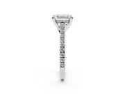 Emerald Cut Hidden Halo Pave Engagement Ring Setting | Claw Prongs | White Gold