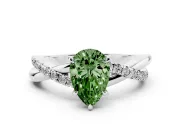Pear-Shaped Crossover Engagement Ring Setting for a Fancy Green Lab-Grown Diamond | Platinum