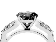Round Channel Set Baguette Engagement Ring Setting for a Black Center | Sterling Silver