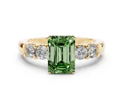 Emerald Cut Five Stone Engagement Ring Setting for a Fancy Green Lab-Grown Diamond | Yellow Gold
