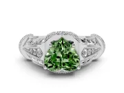 Heart-Shaped Vintage Milgrain Engagement Ring Setting for a Fancy Green Lab-Grown Diamond | Hidden Halo | Platinum