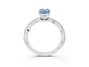Fancy Blue Oval Cut Diamond Solitaire Ring Set in Silver with Twisted Band and Bead Prong Setting