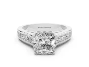 Cushion Cut Cathedral Channel Set Engagement Ring Setting | Double Claw Prongs | White Gold