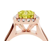 Cushion Cut Halo Engagement Ring Setting for a Fancy Yellow Lab-Grown Diamond | Square Profile Band | Rose Gold