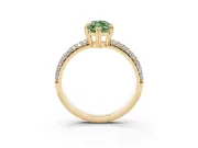 Marquise Three Row Pave Engagement Ring Setting for a Fancy Green Lab-Grown Diamond | Yellow Gold