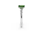 Fancy Green Radiant Cut Diamond Cluster Solitaire Ring Set in White gold with Prong Setting