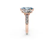 Marquise Three Stone Engagement Ring Setting for a Fancy Blue Lab-Grown Diamond | Accented Shoulders | Rose Gold