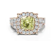 Cushion Cut Halo Engagement Ring Setting for a Fancy Yellow Lab-Grown Diamond | Graduated Channel Band | Rose Gold