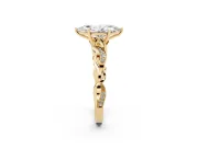 Marquise Vintage Vine Solitaire Engagement Ring Setting | Milgrain Leaves | Yellow Gold