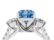 Cushion Cut Three-Stone Engagement Ring Setting for a Fancy Blue Lab-Grown Diamond | White Gold