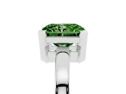 Fancy Green Radiant Cut Diamond Solitaire Ring Set in Silver with Prong Head and Smooth Polished Band