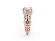 Pear-Shaped Vintage Milgrain Hidden Halo Engagement Ring Setting | Channel-Set Shoulders | Rose Gold