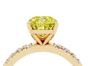 Cushion Cut Pavé Engagement Ring Setting for a Fancy Yellow Lab-Grown Diamond | Yellow Gold