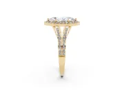 Marquise Halo Engagement Ring Setting | V-Split Pavé Band | Yellow Gold