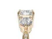 Princess Cut Three Stone Engagement Ring Setting | Tapered Pave Band | Yellow Gold