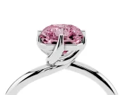 Radiant Cut Bypass Solitaire Engagement Ring Setting for a Fancy Pink Lab-Grown Diamond | Plain Band | Sterling Silver
