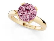 Round Tab Prong Solitaire Engagement Ring Setting for a Fancy Pink Lab-Grown Diamond | Yellow Gold