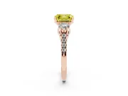 Asscher Cut Three-Stone Engagement Ring Setting for a Fancy Yellow Lab-Grown Diamond | Rose Gold