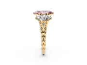 Marquise Three Stone Engagement Ring Setting for a Fancy Pink Lab-Grown Diamond | Braided Band | Yellow Gold