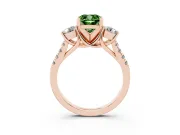 Cushion Cut Three-Stone Engagement Ring Setting for a Fancy Green Lab-Grown Diamond | Rose Gold
