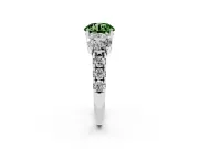 Round Three Stone Engagement Ring Setting for a Fancy Green Lab-Grown Diamond | Accented Shoulders | Platinum