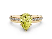 Pear-Shaped Channel Set Engagement Ring Setting for a Fancy Yellow Lab-Grown Diamond | Rope Collar | Yellow Gold