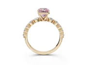 Radiant Cut Graduated Side Stone Engagement Ring Setting for a Fancy Pink Lab-Grown Diamond | Yellow Gold