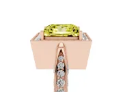 Princess Cut Milgrain Halo Engagement Ring Setting for a Fancy Yellow Lab-Grown Diamond | Side Stones | Rose Gold