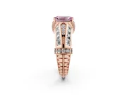 Emerald Cut Vintage Milgrain Engagement Ring Setting for a Fancy Pink Lab-Grown Diamond | Hidden Halo | Rose Gold