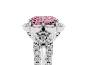 Radiant Cut Floral Halo Engagement Ring Setting for a Fancy Pink Lab-Grown Diamond | Pavé Split Shank | Sterling Silver