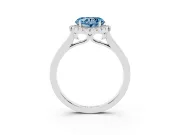 Heart-Shaped Halo Engagement Ring Setting for a Fancy Blue Lab-Grown Diamond | Flat Tapered Band | Sterling Silver