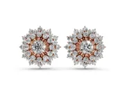 Round Lab-Grown Diamond Sunburst Cluster Stud Earrings | Star Outline | Rose Gold