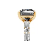 Princess Cut Baguette Side Stone Engagement Ring Setting for a Black Center | Yellow Gold