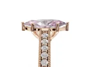 Marquise Vintage Engraved Pavé Engagement Ring Setting for a Fancy Pink Lab-Grown Diamond | Milgrain Edges | Rose Gold