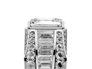 Emerald Cut Men's Graduated Baguette Engagement Ring Setting | Raised Frame Head | White Gold