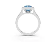 Radiant Cut Vintage Milgrain Halo Engagement Ring Setting for a Fancy Blue Lab-Grown Diamond | Bezel Head | Platinum