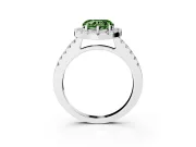 Fancy Green Heart Cut Diamond Halo Pavé Solitaire Ring Set in Platinum with Prong-Set Center Stone