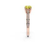 Fancy Yellow Cushion Cut Diamond Solitaire Pavé Engagement Ring Set in Rose gold with Prong Setting