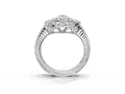 Pear-Shaped Vintage Halo Engagement Ring Setting | Art Deco Side Panels | Platinum