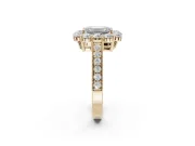 Emerald Cut Vintage Halo Engagement Ring Setting | Milgrain Channel Band | Yellow Gold