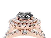 Oval Double Halo Split Shank Engagement Ring Setting for a Black Center | Pavé Strands | Rose Gold