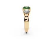 Princess Cut Three Stone Engagement Ring Setting for a Fancy Green Lab-Grown Diamond | Wide Plain Band | Yellow Gold