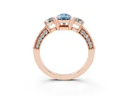 Pear-Shaped Three Stone Engagement Ring Setting for a Fancy Blue Lab-Grown Diamond | Graduated Pave Band | Rose Gold